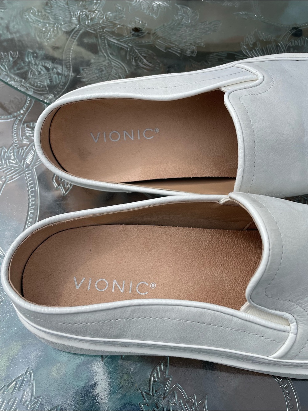 Vionic Effortless Nubuck Light Grey Leather Mule Sneakers Size 8.5 - Picture 7 of 16